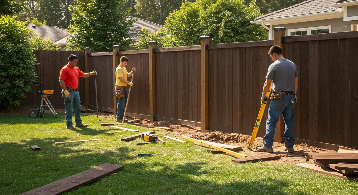 A fence being built by Land Clearing Group in Gotha A fence being built by Land Clearing Group in Gotha